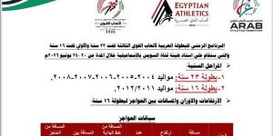 الجدول الزمني لسباقات البطولة العربية لألعاب القوى بالإسماعيلية