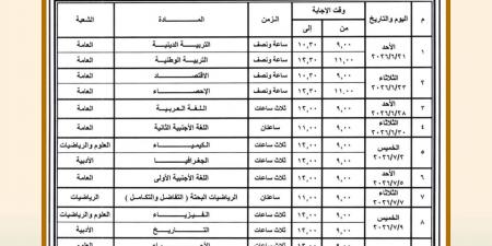 عاجل ورسمياً.. جدول امتحانات الثانوية العامة 2026 الدور الأول (النظام القديم)