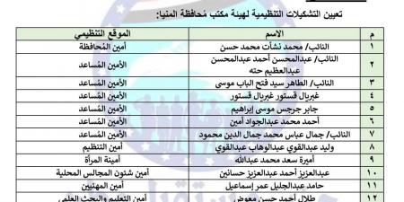 النائب محمد نشأت أمينا للمحافظة.. تحيا مصر ينشر تشكيل أمانة حزب مستقبل وطن بالمنيا