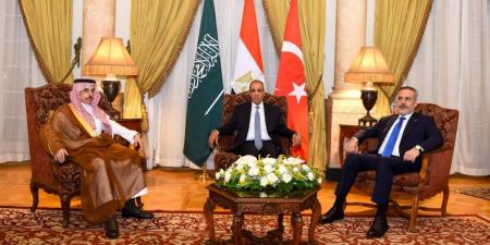 وزير الخارجية يعقد لقاءً ثلاثياً مع نظيريه السعودي والتركي.. ماذا دار في الاجتماع؟