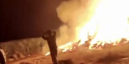 حريق هائل يلتهم شونة كتان بقرية ميت هاشم في الغربية
