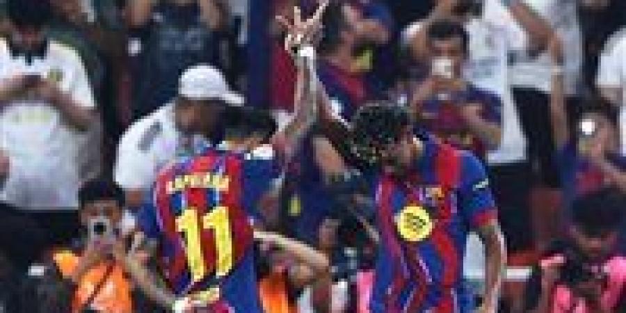 برشلونة ضد الريال.. رافينيا يسجل الهدف الثالث لبرشلونة في مرمى ريال مدريد بنهائي كأس السوبر الإسباني